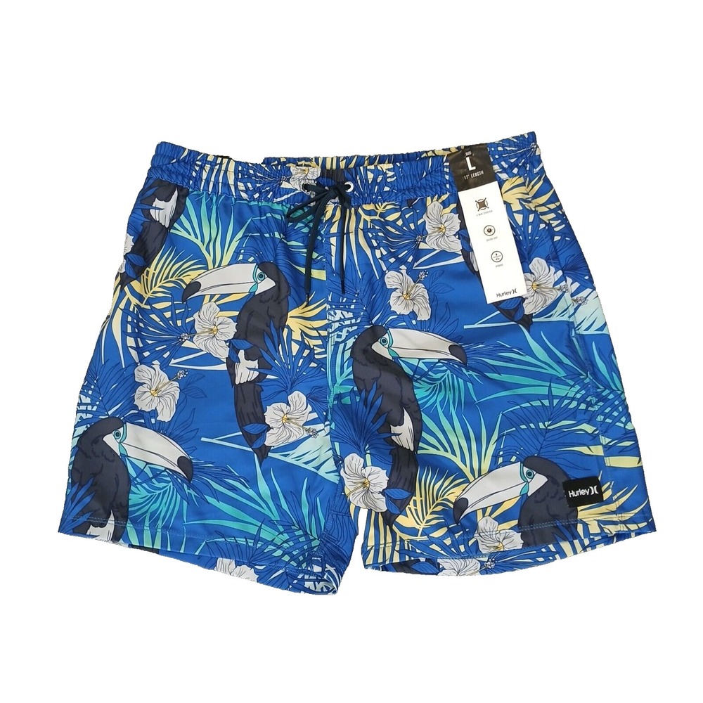 Hurley Cannonball 17" Volley Mens Shorts Blue / Boardshorts‎ - Toucan Print - L